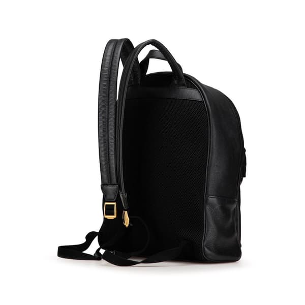Pre-owned Gucci Leather Logo Backpack Black
