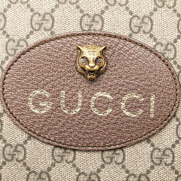 Pre-owned Gucci GG Supreme Animalier Backpack Brown