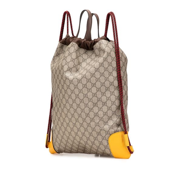 Pre-owned Gucci GG Supreme Animalier Backpack Brown