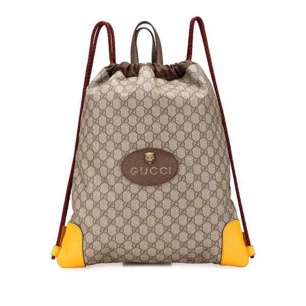 Pre-owned Gucci GG Supreme Animalier Backpack Brown