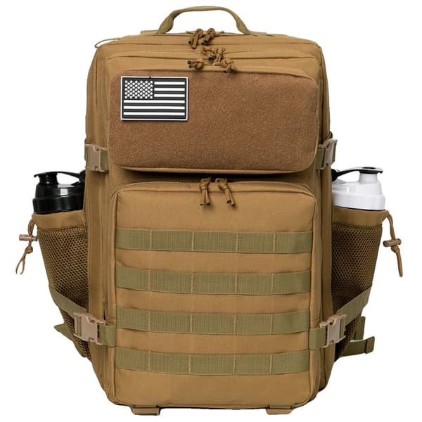 Taktisk rygsæk, flere rum, flaskeholder,Khaki