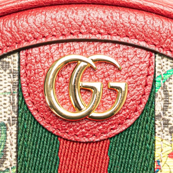 Pre-owned Gucci Mini GG Supreme Flora Round Ophidia Backpack Red