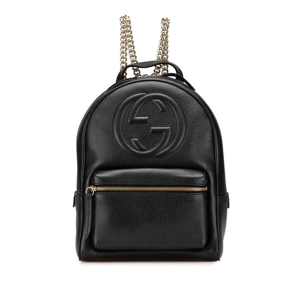 Pre-owned Gucci Soho Leather Chain Backpack Black