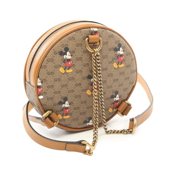 Pre-owned Gucci Disney Micro GG Supreme Round Mickey Mouse Backpack Brown