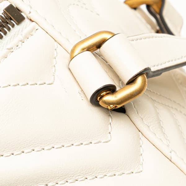 Pre-owned Gucci Mini GG Marmont Matelasse Leather Round Backpack White