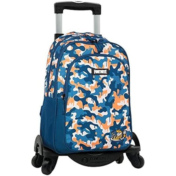 Fortnite Blue Camo skolryggsäck + Toybags vagn med 4 svängbara hjul - två huvudfickor och framficka -