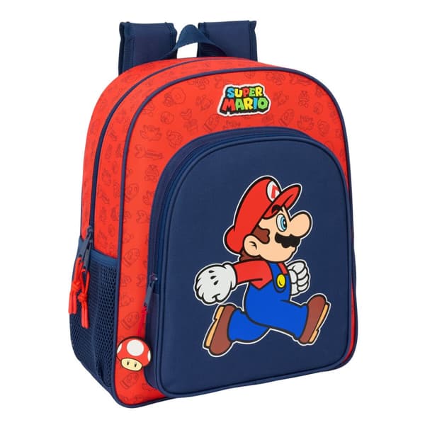 Skoletaske Super Mario Trick Rød Mørkeblå 32 x 38 x 12 cm