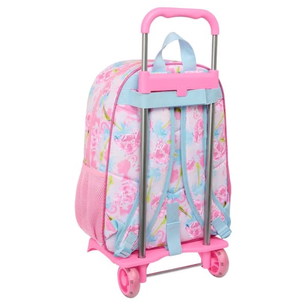 Skolerygsæk med Hjul Barbie Painterly Pink Himmelblå 33 x 42 x 14 cm