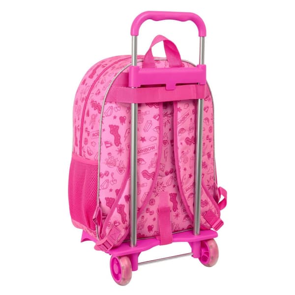 Skolerygsæk med Hjul Rainbow High Shine Multifarvet 33 x 42 x 14 cm