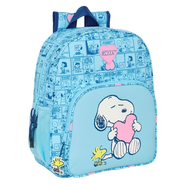 Skoletaske Snoopy Love Blå 32 x 38 x 12 cm