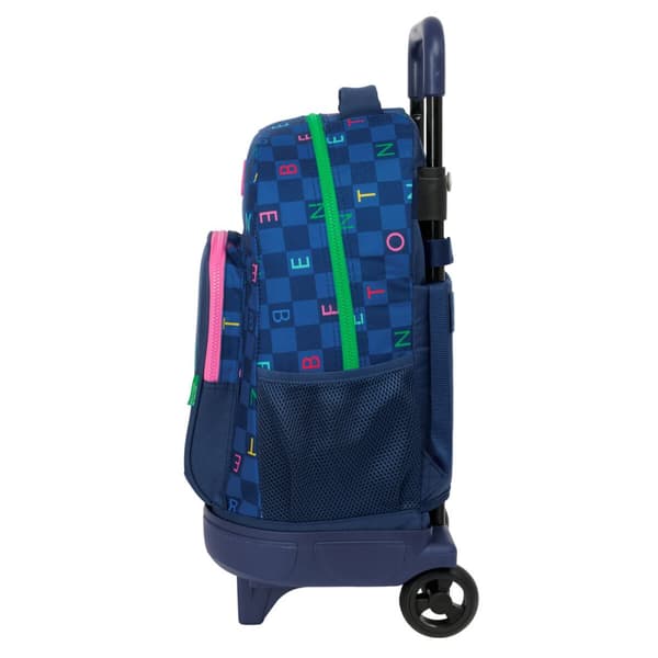 Reppu pyörillä Benetton Damero Laivastonsininen 33 x 45 x 22 cm