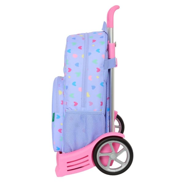 Reppu pyörillä Benetton Lila Liila 30 x 46 x 14 cm