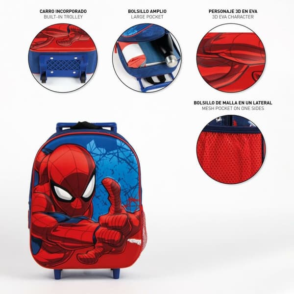 Reppu pyörillä Spider-Man Sininen 3D