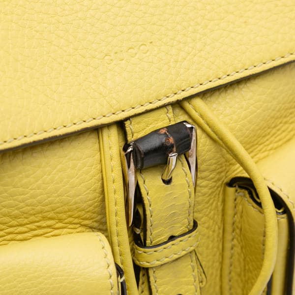 Pre-owned Gucci Leather Bamboo Tassel Backpack Yellow