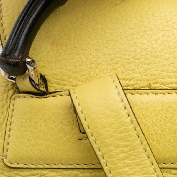 Pre-owned Gucci Leather Bamboo Tassel Backpack Yellow