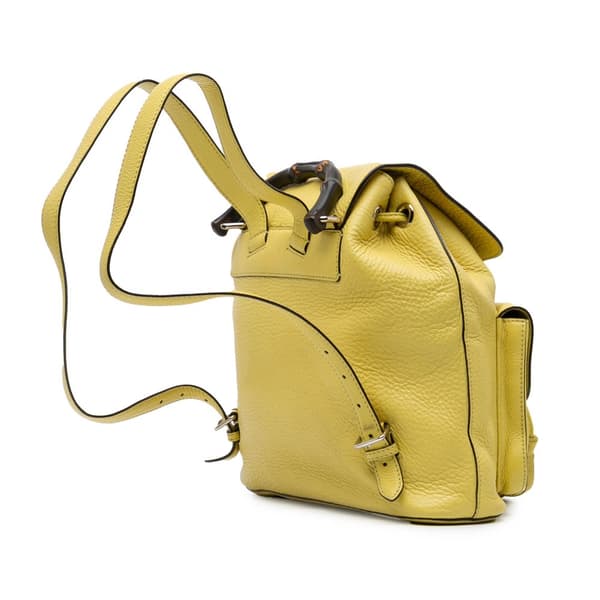 Pre-owned Gucci Leather Bamboo Tassel Backpack Yellow