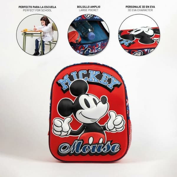 Skoletaske Mickey Mouse Rød 25,0 x 31,0 x 10,0 cm