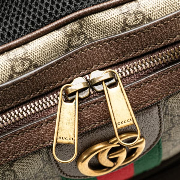 Pre-owned Gucci Medium GG Supreme Ophidia Backpack Brown