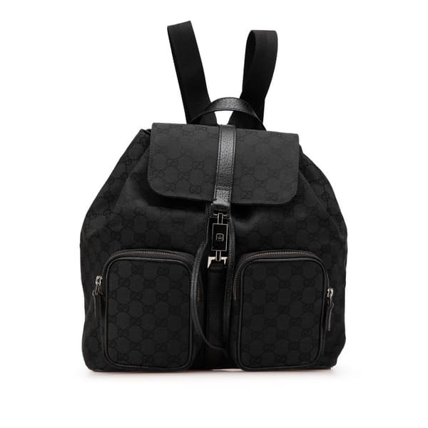 Pre-owned Gucci GG Canvas Jackie Backpack Black