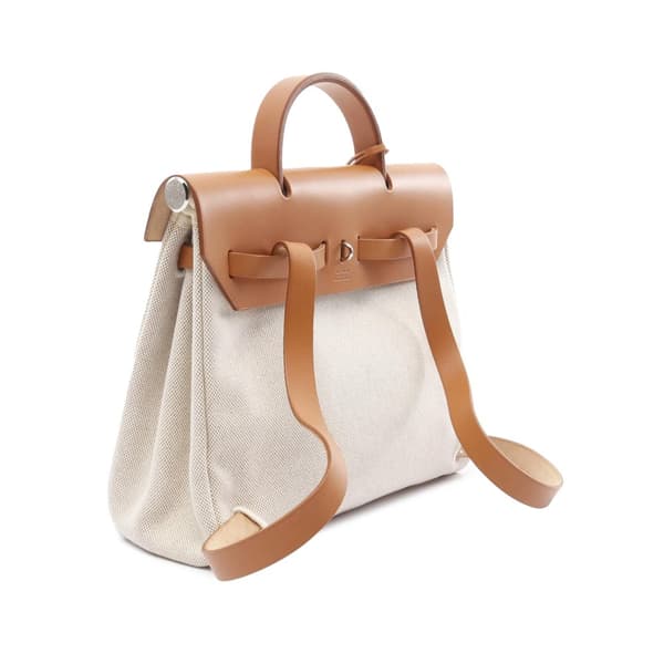 Pre-owned Hermès Toile Herbag Backpack PM Brown