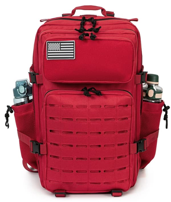 45L Taktisk Rygsæk, Holdbart Polyester, Dobbelt Kopholder,Rød