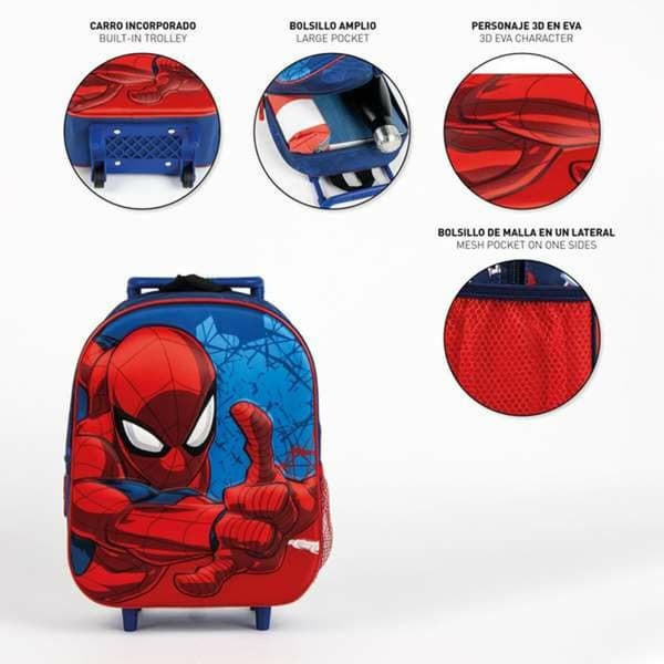 Skolryggsäck 3D med hjul Spider-Man Blå 25,0 x 31,0 x 10,0 cm