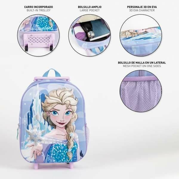 3D Skoletaske med Hjul Frozen Blå Syren 25,0 x 31,0 x 10,0 cm