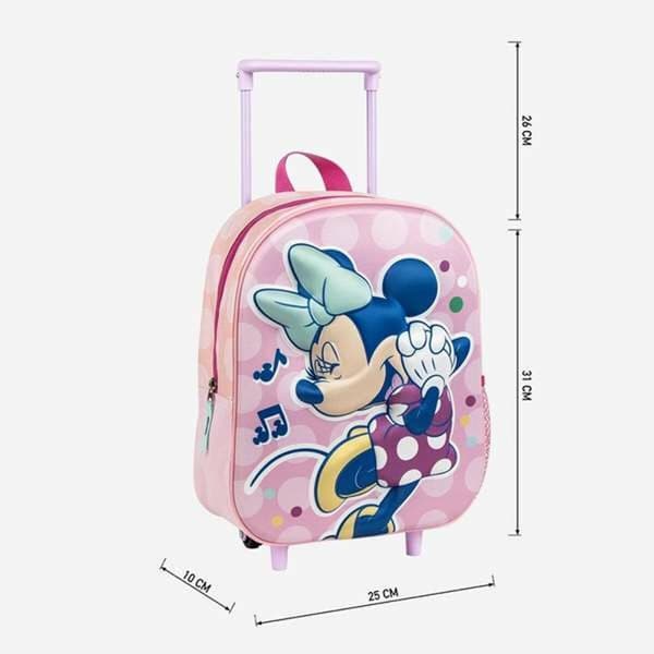3D Skoletaske med Hjul Minnie Mouse Pink 25,0 x 31,0 x 10,0 cm