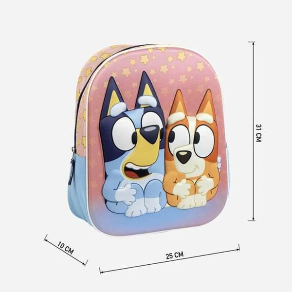 3D Koululaukku Bluey Pinkki 25,0 x 31,0 x 10,0 cm