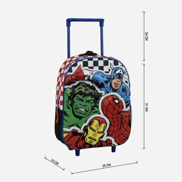 3D Skoletaske med Hjul The Avengers 25,0 x 31,0 x 10,0 cm