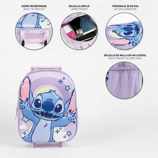 3D Skoletaske med Hjul Stitch Syren 25,0 x 31,0 x 10,0 cm