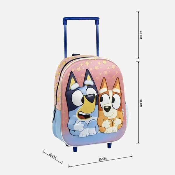 3D Skoletaske med Hjul Bluey Pink 25,0 x 31,0 x 10,0 cm