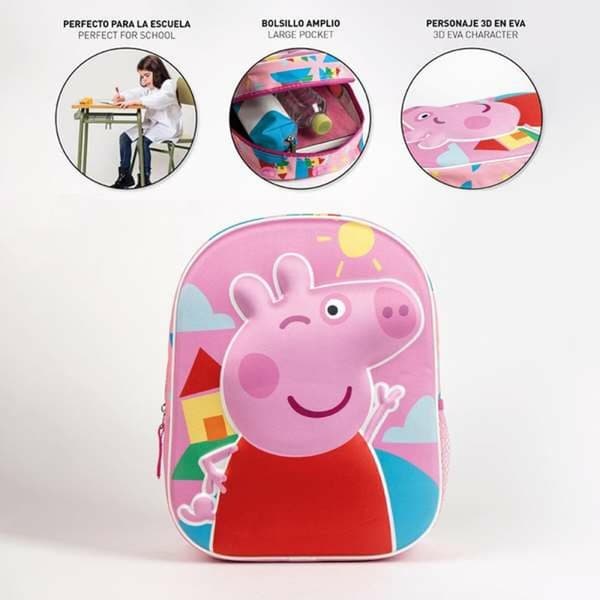 Skolryggsäck 3D Peppa Pig Rosa 25,0 x 31,0 x 10,0 cm