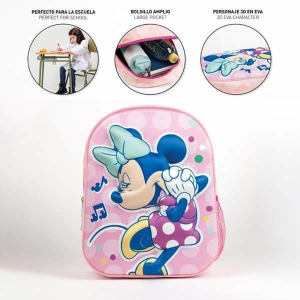 Skolryggsäck 3D Minnie Mouse Rosa 25,0 x 31,0 x 10,0 cm