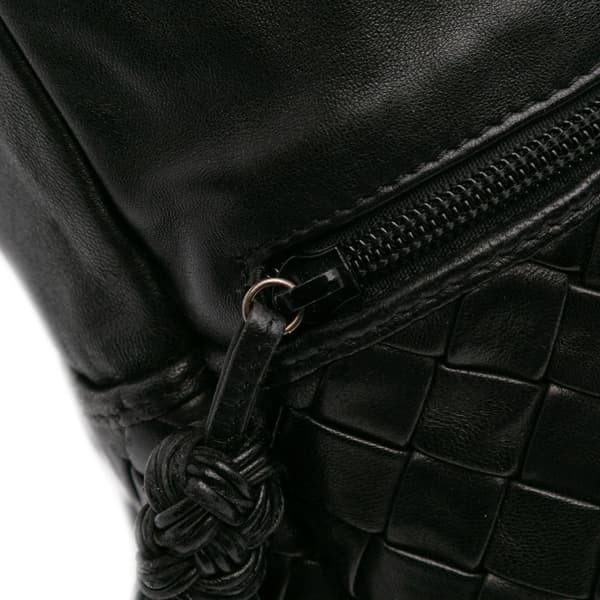 Pre-owned Bottega Veneta Nappa Intrecciato Drawstring Backpack Black