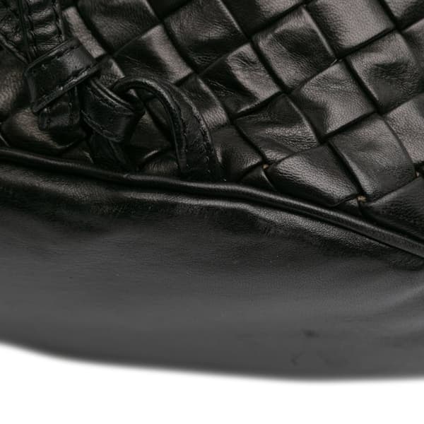Pre-owned Bottega Veneta Nappa Intrecciato Drawstring Backpack Black