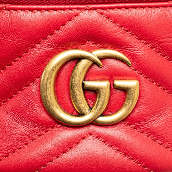 Pre-owned Gucci GG Marmont Round Matelasse Leather Backpack Red