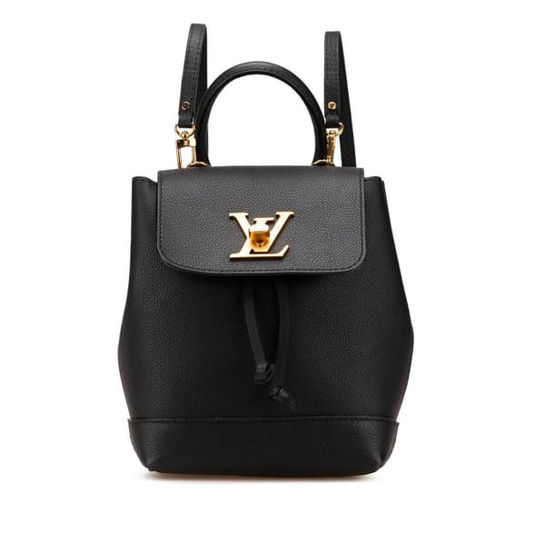 Pre-owned Louis Vuitton Taurillon Mini Lockme Backpack Black