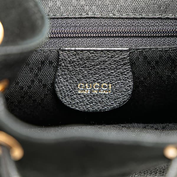 Pre-owned Gucci Bamboo Suede Backpack Black