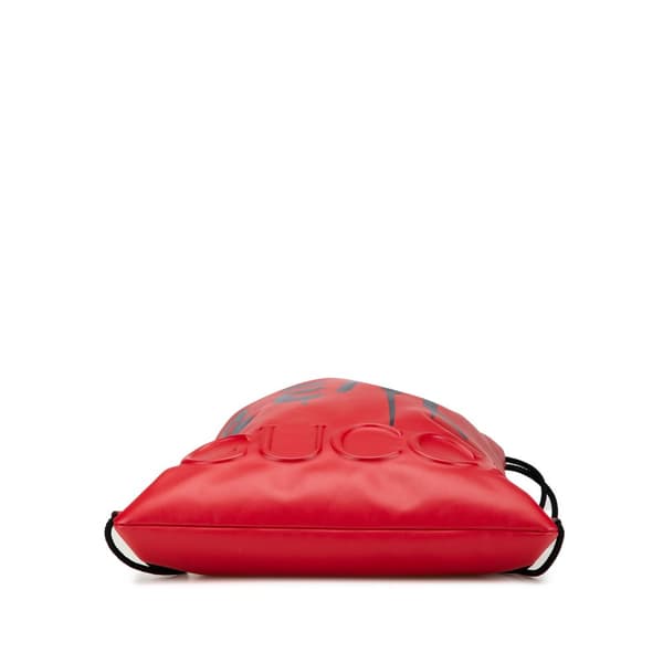 Pre-owned Gucci Leather Gucci Ghost Drawstring Backpack Red