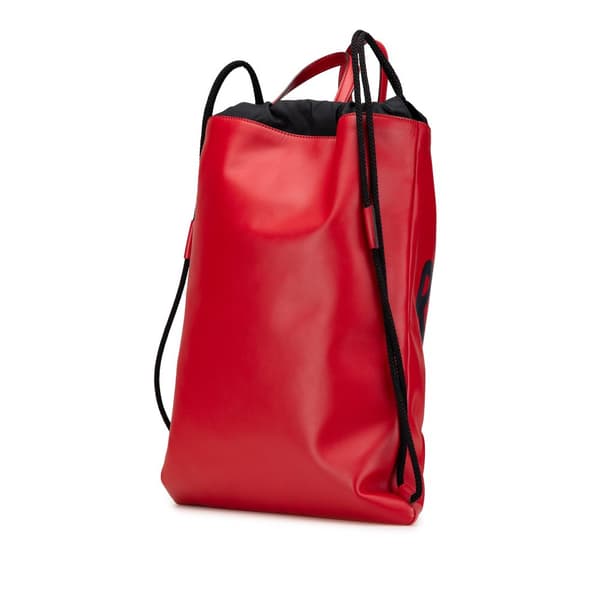 Pre-owned Gucci Leather Gucci Ghost Drawstring Backpack Red