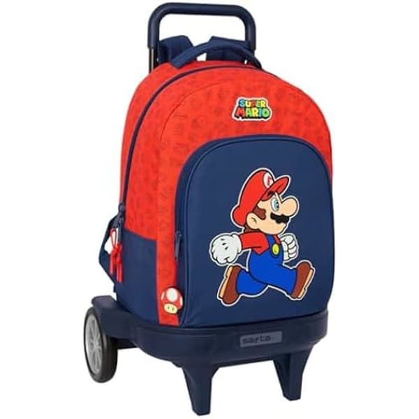 Rullande ryggsäck - SAFTA - SUPER MARIO TRICK - Kompakt - Avtagbar - Perfekt för barn