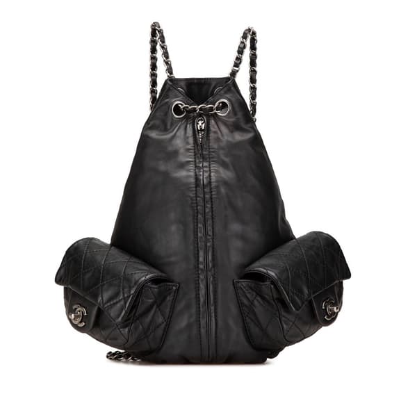 Pre-owned Chanel Large Calfskin Backpack is Back Black