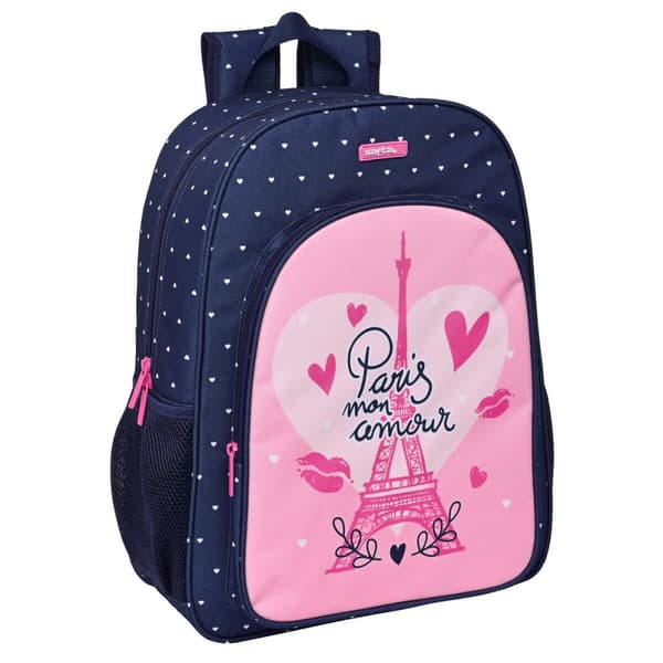 Skolebag Safta Paris Rosa Marineblå 33 x 42 x 14 cm