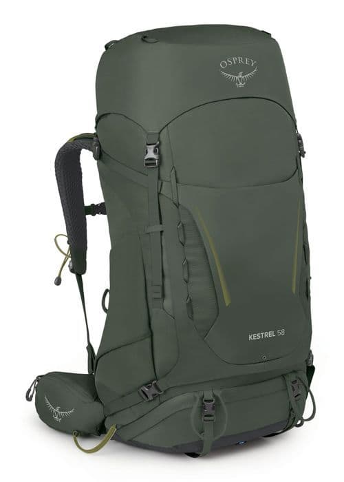 Osprey Kestrel 58 L/XL Ryggsäck - Olivgrön - Ergonomisk - Regnskydd ingår - Vandring