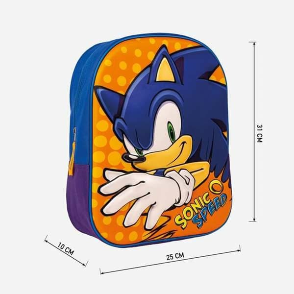 3D Skolebag Sonic Blå 25 x 31 x 9 cm Oransje