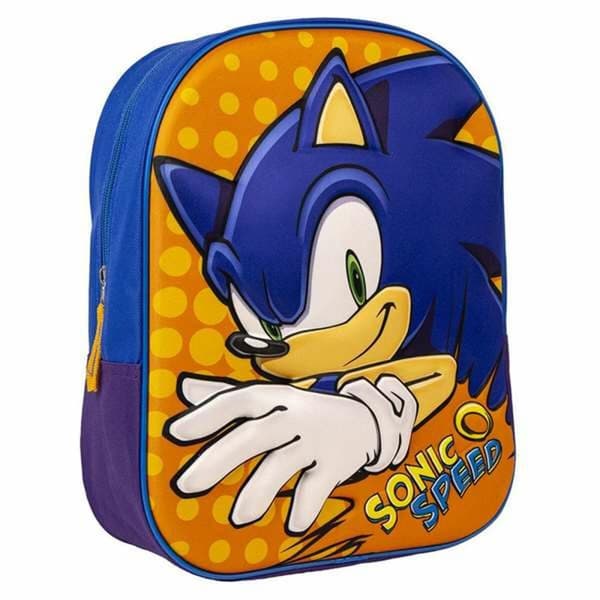 3D Skolebag Sonic Blå 25 x 31 x 9 cm Oransje