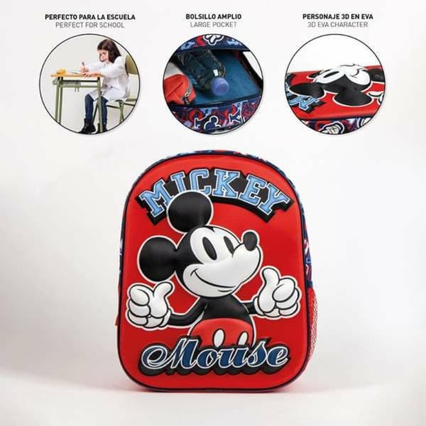 Skoletaske Mickey Mouse Rød 25,0 x 31,0 x 10,0 cm