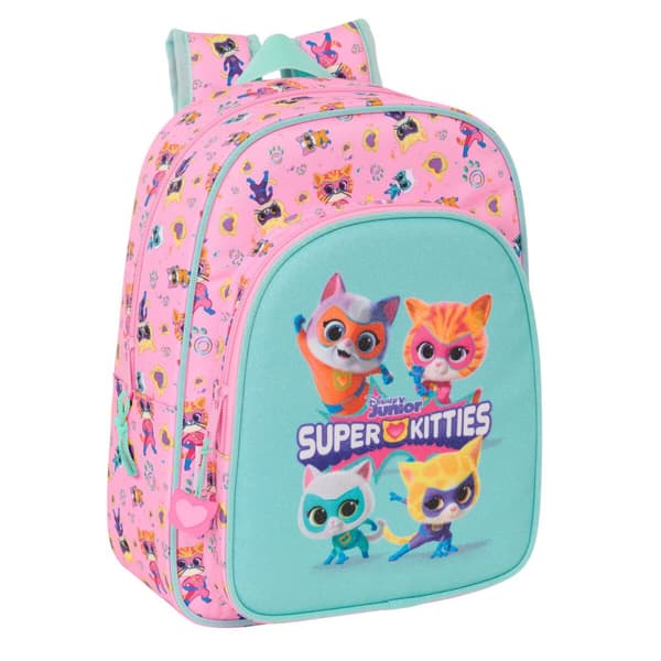 Skolryggsäck SuperKitties Rosa Turkos 26 x 34 x 11 cm