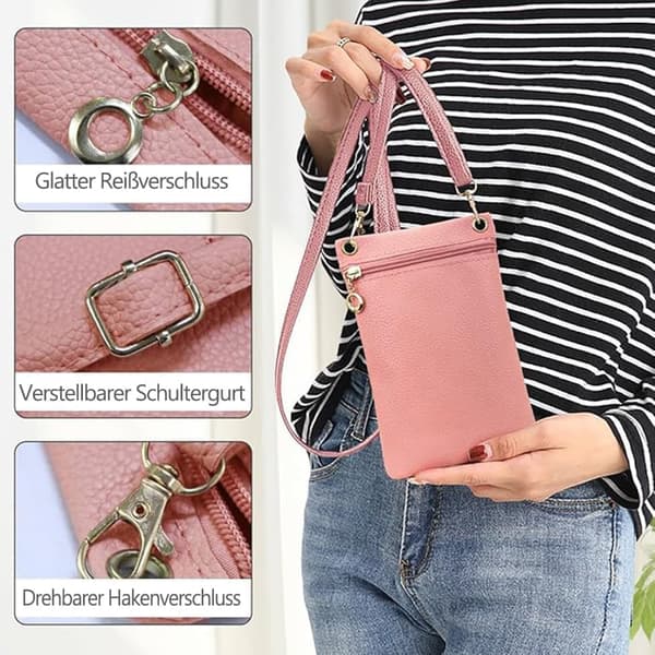 Mobilväska med Axelrem - lychee-textur Handväska 19cm x 12.5cm